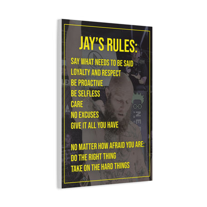 Jay’s Rules Canvas Wall Art — Motivational Quote Matte Stretched Canvas