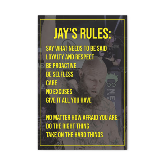 Jay’s Rules Canvas Wall Art — Motivational Quote Matte Stretched Canvas